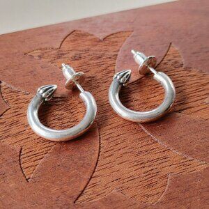 Chrome Hearts Plain Hoop Stud Earrings Pair 925 Sterling Silver (New)